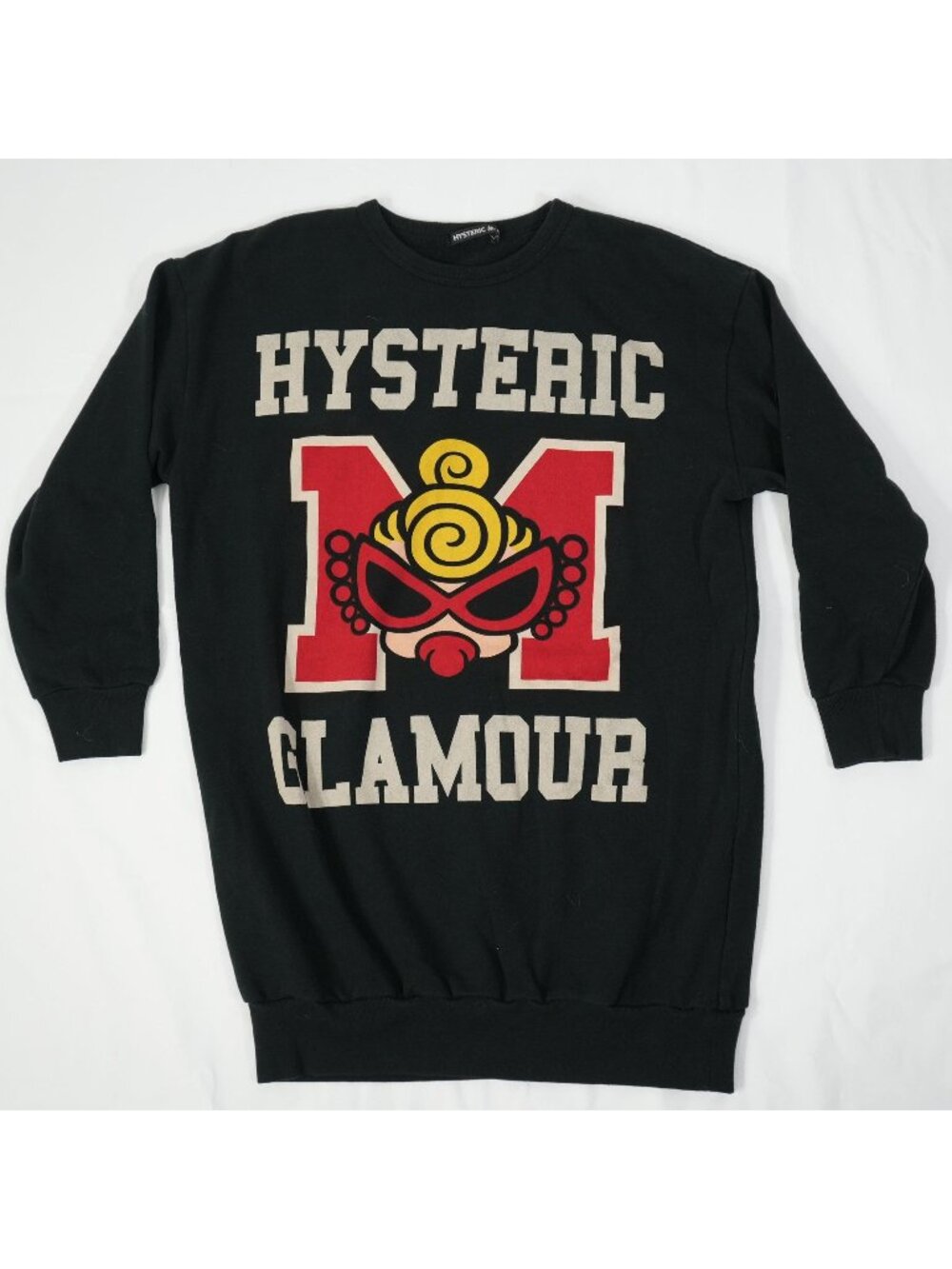 Hysteric Glamour Mini Graphic Sweatshirt Dress Black Long Pullover Tunic